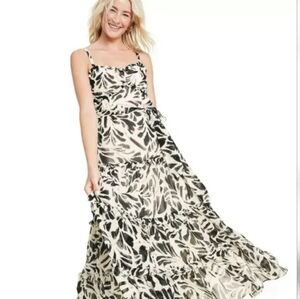 Elegant Black and White Floral Dress